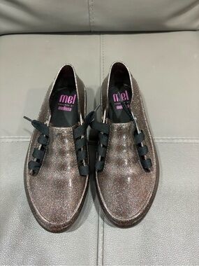 Melissa Glitter Lace-Up Sneakers in Brown Metallic